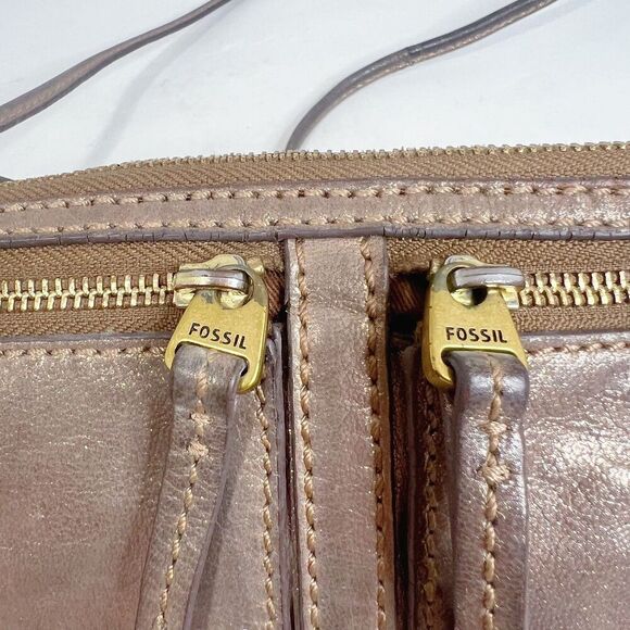 Fossil Erin Copper Metallic Leather Crossbody Bag Purse - Picture 6 of 12